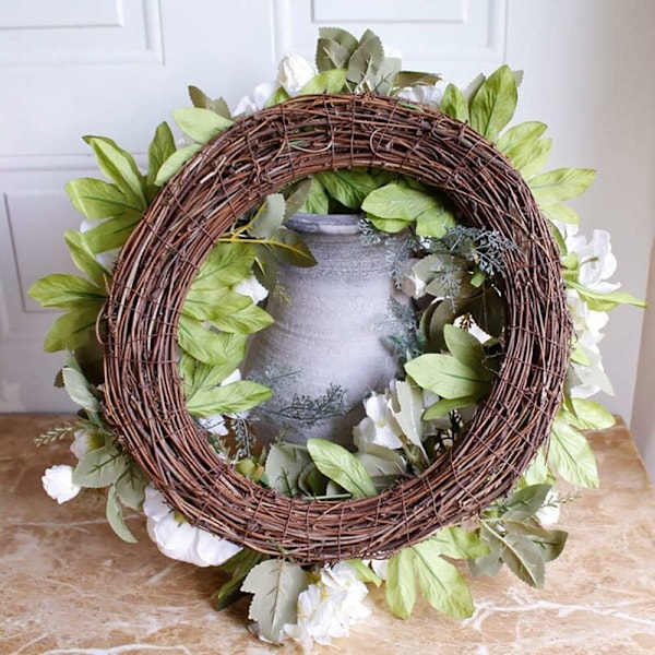 Dörrkrans med belysning - Dekoration för dörr vid bröllop, födelsedag, vardagsrum, 1 st (40 cm, mjölkvit pion)