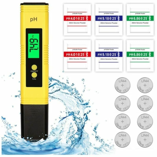 Elektronisk PH-mätare, LCD digital vattenkvalitetsmätare, automatisk kalibreringsfunktion och 0,00-14,00 bärbar digital PH-mätare