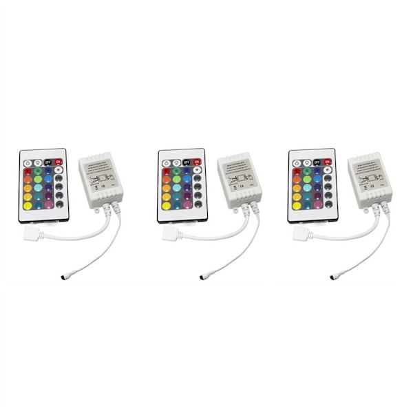 3X RGB LED Controller IR FB Kontrol 24 Taster 12V