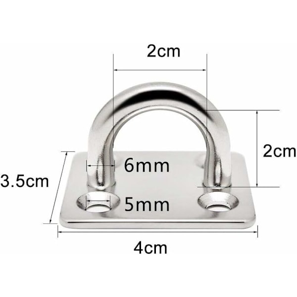 4 stk. 6mm 304 Rustfrit Stål Skrå Plade Beskyttelsesøje, Marine Hækling Hardware Krog Sløjfe