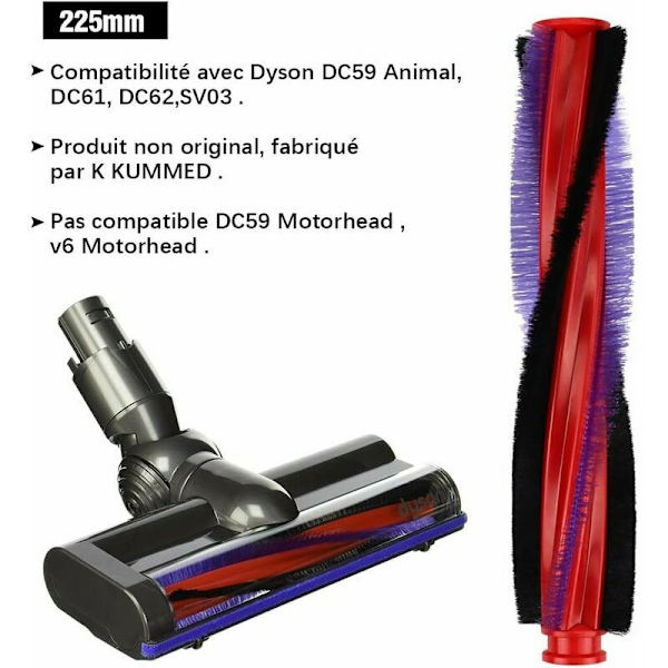 225mm harjarulla Dyson DC62 SV03 -pölynimuriin, sähkökäyttöinen harjarulla langattomaan pölynimuriin, kodin pölynimurin osat Versai