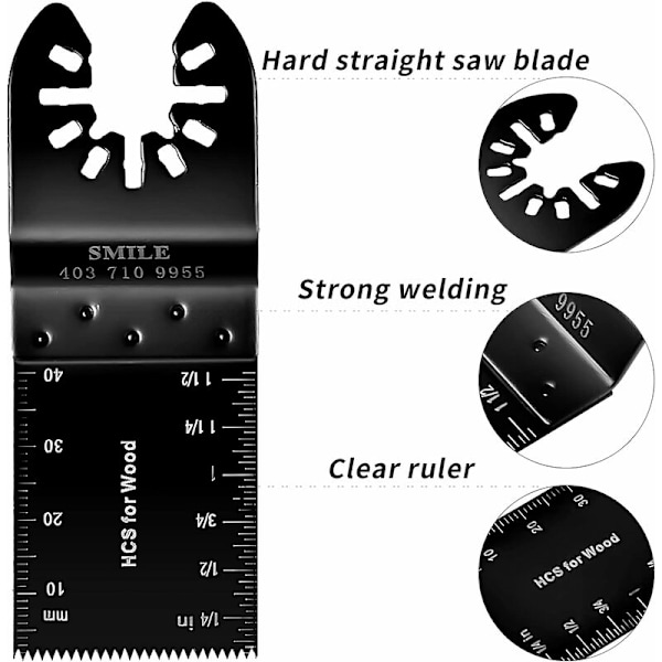 10 st Oscillerande Sågblad, Universala Oscillations Sågblad i Kolstål, Oscillations Multiverktyg Sågblad för Skärning av Trä, Plast, 34 mm