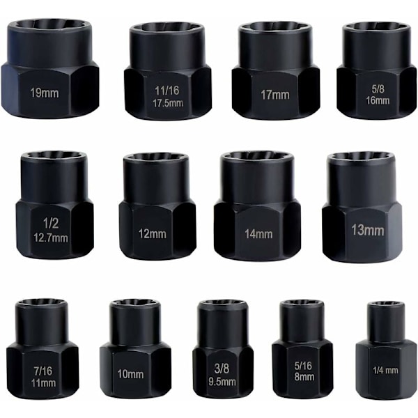 Sokkelsett, muttertrekker, sokkel for skadet bolttrekker (13PCS)
