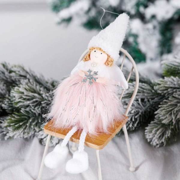Julepynt, 2 stk, plysjengelanheng, skytsengel, juletrepynt, juletrepynt til julepynt. (P