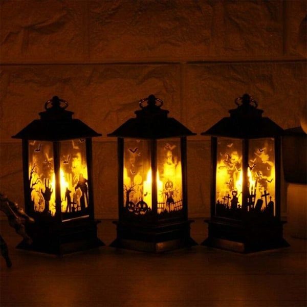 Halloween Dekorativ LED-lampa Glödlampa Flamma Hängande Lykta för Halloween Hem Bord Dekorationer - Häxa