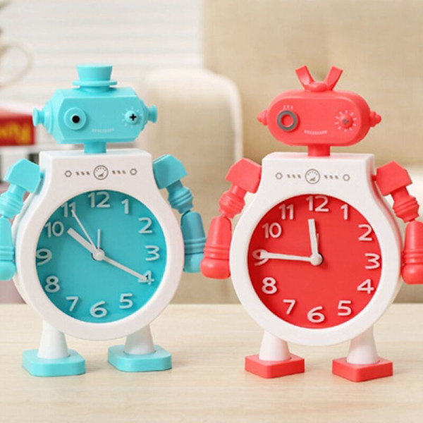 Vækkeur til soveværelse, cool robot med bevægelig arm, tegneseriedekoration, gaver til børn, tilbage til skolen B
