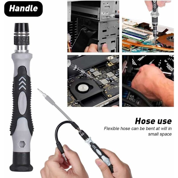 135-i-1 Mini Precision Magnetisk Skruvmejsel - Reparationsverktygssats för iPhone, Laptop, Klocka med Förvaringsorganisatör, Svart