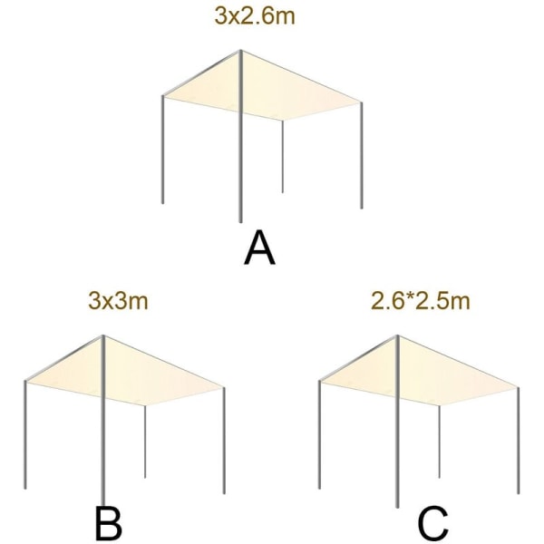 Markis Toppskydd 2.6X2.5 Meter 300D Vattentät Canvas Markis Gazebo Skydd Tält Tak Utomhus Trädgård Vindskydd för Bakgård