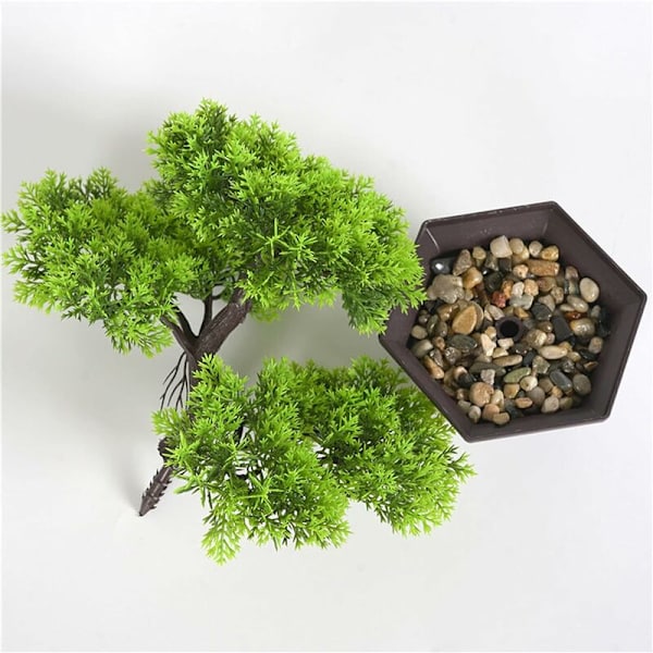 Kunstig plante bonsai livagtig smuk simulering pryd fyrretræ nåle cypress planter bonsai til hjemmet falsk træ bonsai attraktiv til hjemmet-DE