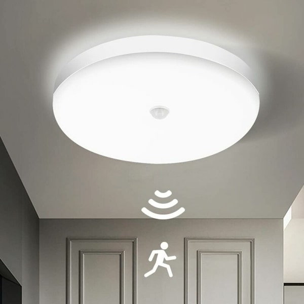 LED-kattovalaisin Liiketunnistin 24W 4000K IP56 Kolme Puolustusta Sisätilojen Liiketunnistin Lamppu Ulkotiloihin, Kylpyhuoneeseen, Käytävään, Parvekkeelle, Autotalliin, Keittiöön