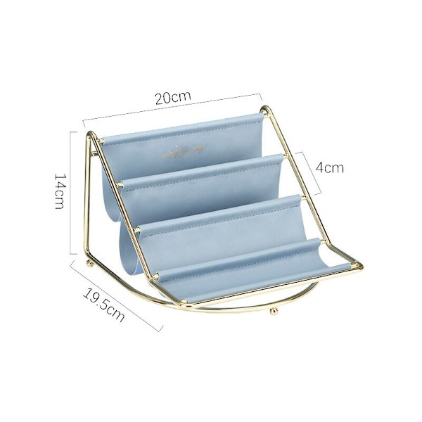 Multi-lags Læder Jern Opbevaringsstativ Fjernbetjening Display Hylde Skrivebord Organizer Kosmetik-Blå