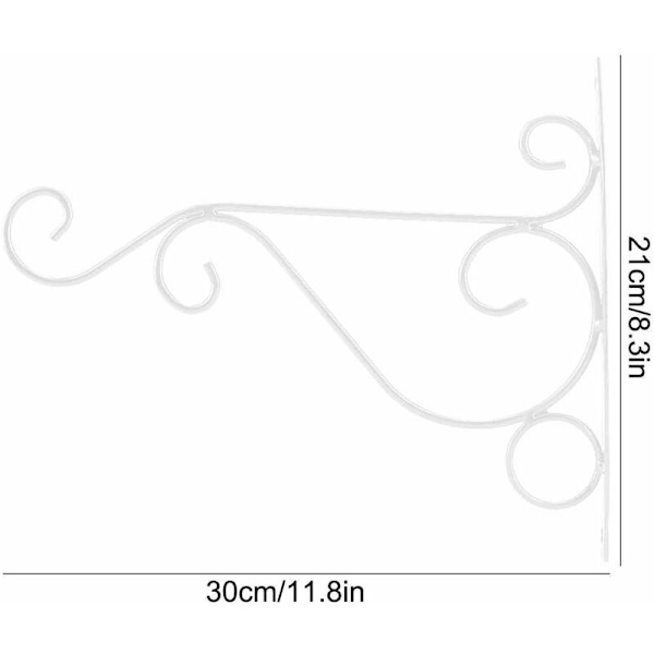 Väggmonterad växtkrokfäste för trädgårdskorg lykta gräsmatta ljus blomkrukor 30 x 21 cm (vit)-