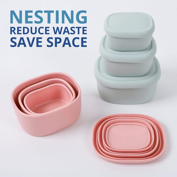 Silikon Nesting Behållare - Set om 3 Hårda Silikon Matförvaringsbehållare BPA-fria, Lufttäta, Diskmaskins- och Frysäkra (6.7 oz, 10 oz, 2