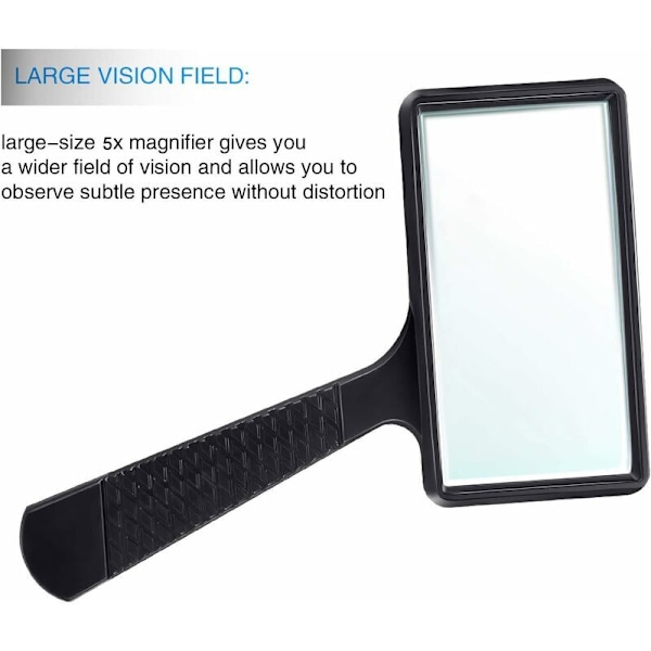 5X Bärbar Förstoringsglas, 3.77 x 1.89 Tum Rektangulärt Förstoringsglas, Repskyddande Glaslins för Äldre Läsning, Hobby, Reparation, Observation