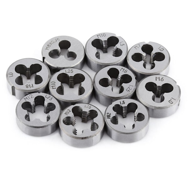 11 deler Tap og Die metrisk Die Nøkkel M25, 1 stk M25 Tap + 10 stk M6-M12 Tap Dies