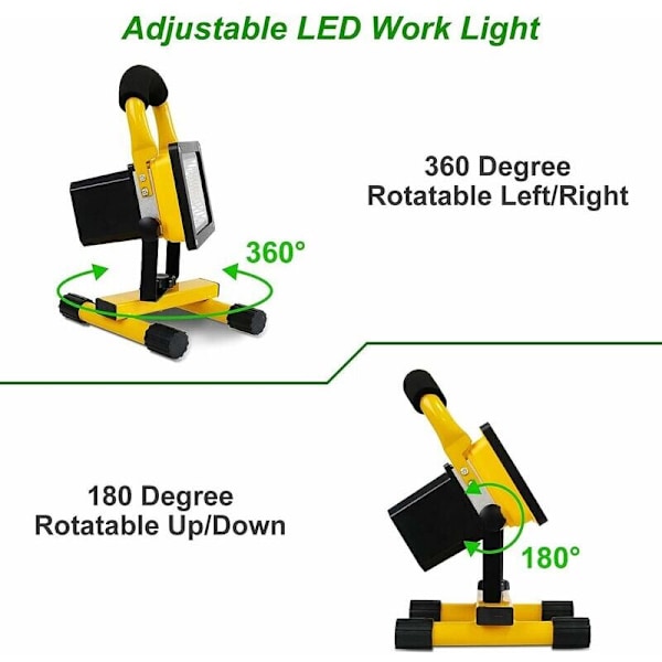 Genopladelig LED-projektør 30W 2500LM Byggeplads Projektør 6000mAh Trådløs LED-lys Udendørs LED-projektør Batteri Bærbar LED-projektør