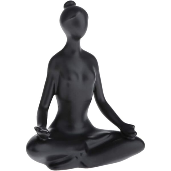 Skulptur, Keramisk Figur Jente, Yoga Positur Svart Modell Kvinne Statue Statuett Figurer Ornamenter - 1
