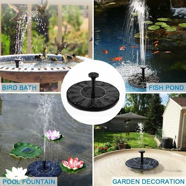 Solcellsfontän Solvattenpump 1.4W Monokristallin Flytande Fontän Enkel att Använda Solcellsfontänpump för Trädgård Patio Fåglar Damm Pool och Po