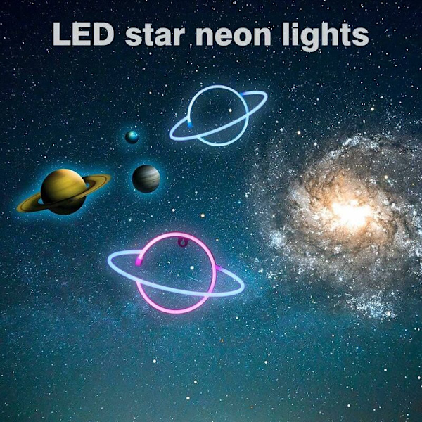 Planet Neon Skyltar LED Neon Väggskylt, Hängande Neonljus Planet USB / Batteri Planetlampa Neonljus för Barnrum Födelsedagsfest Bar Bröllop Dekoration