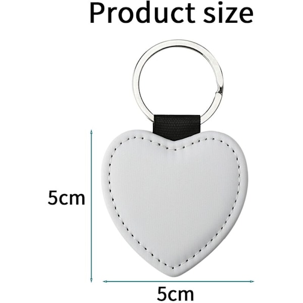 20PCS Sublimering Blanks Nyckelring Glitter PU Läder Nyckelring Värmeöverföring Nyckelring Sublimering Blank Hjärta Form Svart