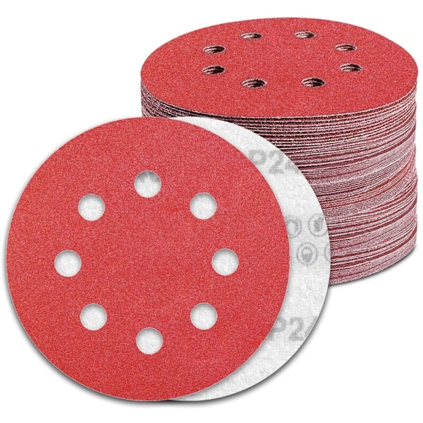 Hiomapapaperit 125mm, hiomahiekka 240, 100 kpl, 8 reikää, eksentrisen hiomakoneen hiomapapaperit