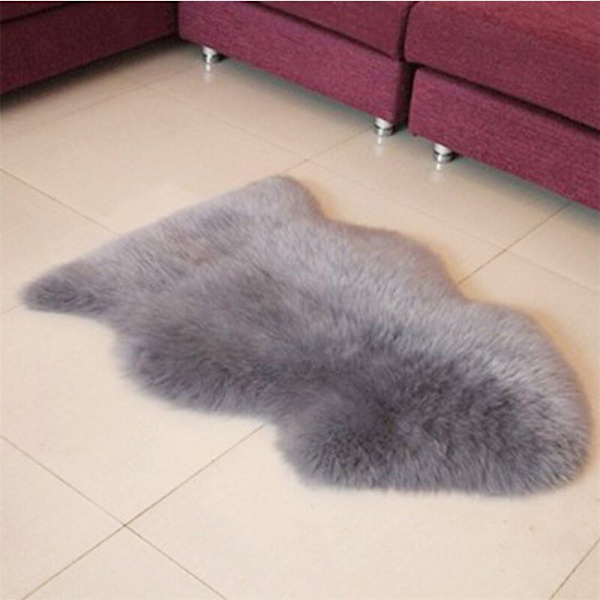 Falsk Fåreskind Lamme Skind (60 x 90 cm) Falsk Fåreskind Lammeskind Lang Plys Look Falsk Uld Sengekantstæppe Sofa Måtte