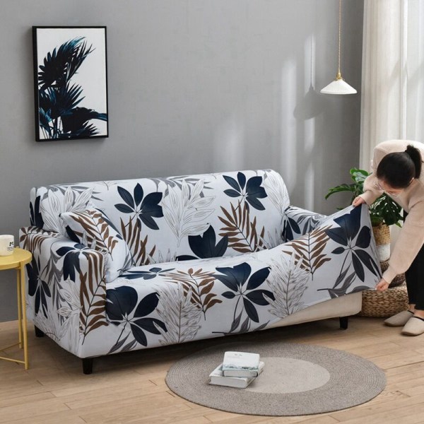 Blomster Sofa Deksel for Polyester Elastisk Sofa Trekk Sofa Stol Beskytter(XL)