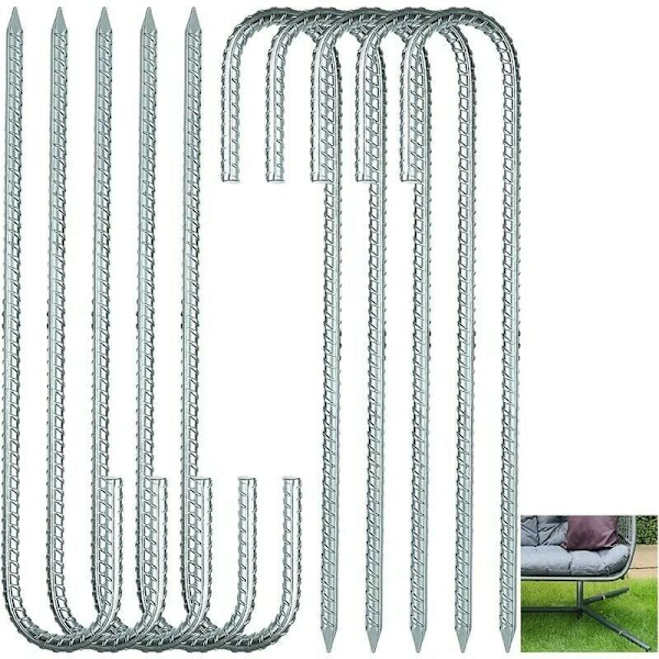Pakke med 10 Galvaniserede Teltsøm, 30 cm Søm, Trampolinforankring til Camping, Have, Hegn, Gynger -