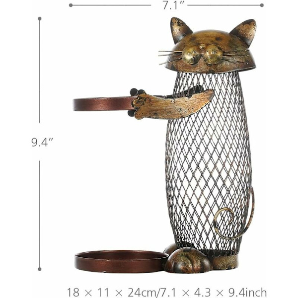 Vinställ för katt i kork, vinflaskhållare, köksbar, metall, vinhantverk, julklapp, hantverk, djur, vinställ
