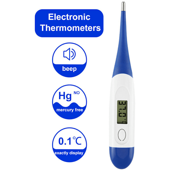 Digital Termometer, Armhålstermometer med Avläsning, Oral och Rektal för Spädbarn, Barn och Vuxna