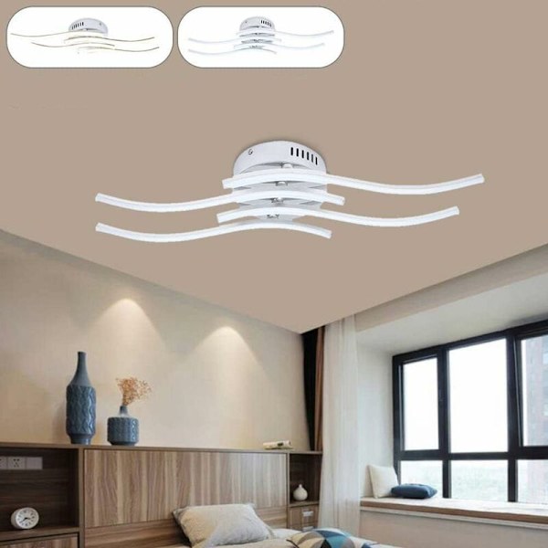 LED Taklampa, Modern Metall Vit Akrylpanellampa, 24W 5500K Vågig Form för Hemmet Vardagsrum Badrum Kök Sovrum Vardagsrum Hall