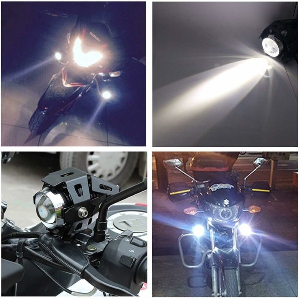 2 st 125W LED-strålkastare för motorcykel, extra dimljus, 1200LM U5, vattentät, för motorcykel, skoter, 4-hjuling