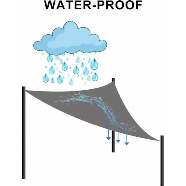 Kolmion muotoinen varjostuspurje vedenpitävä venytetty kangas UV-suoja vedenpitävä sääsuojainen kangas kuivuu nopeasti puutarhoihin, puistoihin, nurmikoille, 2X2X2m, musta