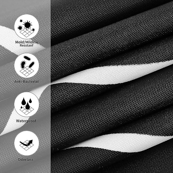 Bruseforhæng Sort, Anti-Mould Proof Resistant, Vandtæt, Vægtede Sømme, Vaskbare Julebadeværelsesgardiner, 100% Polyester, 12 Kroge (100