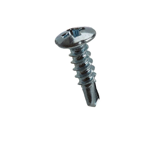 Sett med 100 selvskruende plater skruer Ø4.2x19mm med stor kuppelhode - med PH/kryssspor - i sinkbelagt stål - feste