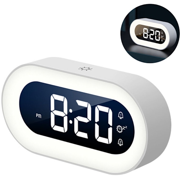 Liten Färgrik LED Digital Väckarklocka med Snooze, Enkel att Använda, Fullt Justerbar Ljusstyrka, Justerbar Alarmvolym, Strömadapter, Kompakt