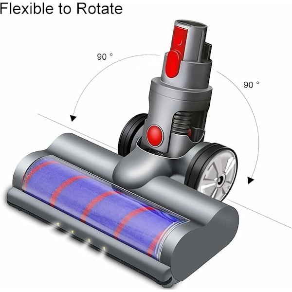 Motorisert roterende børste kompatibel med Dyson V7 V8 V10 V11 Soft Roller for parkett, fliser og LED-lys, sølvgrå