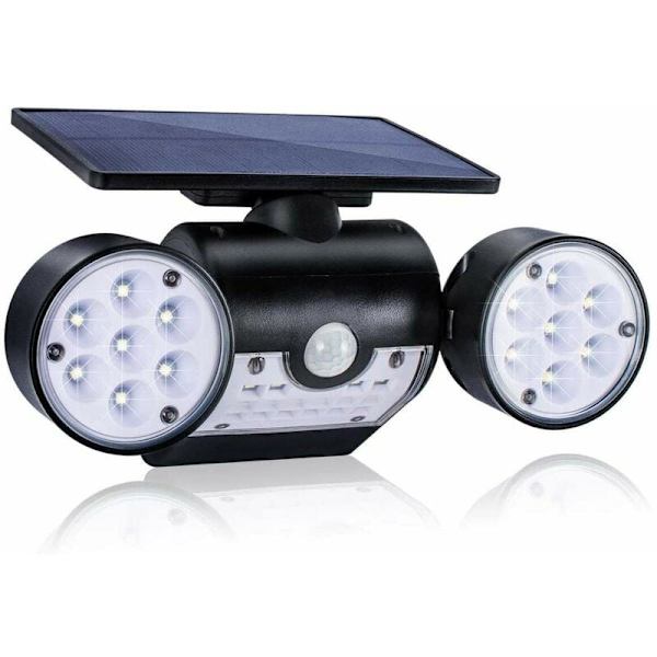 Udendørs Solcellelampe, Udendørs Solcellevæglampe, med 30 Vandtætte Dobbelt-Hoved LED-Spots, 360 Graders Rotation, med Bevægelsessensor til Have