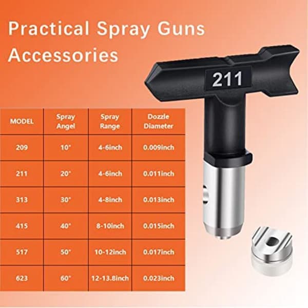 6 Sprayer Tips med tetninger, sort luftfri spraytips, luftfri malingssprøytetips, reservedeler for de fleste sprøyter