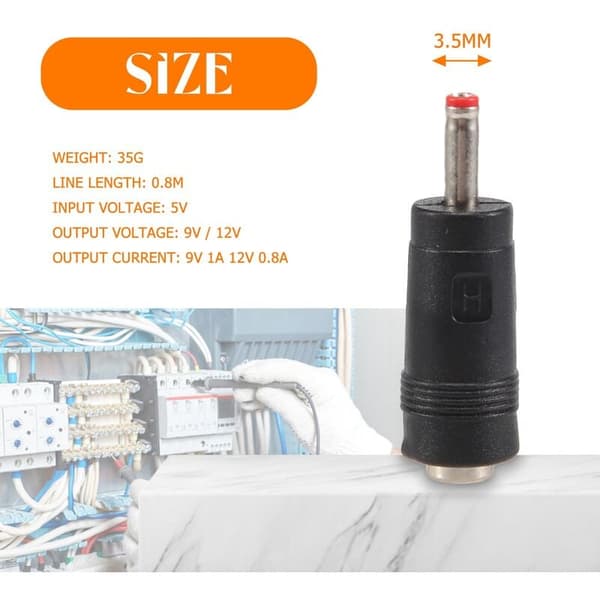 USB Boost-kabel 5V til 9V 12V Justerbar Spenningskonverter 1A Step-Up Volt DC Transformator Regulator med Bryter og LED Voltmeter Display