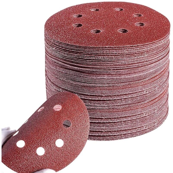 125mm 60 80 100 120 240 Slibeskiver Runde Form Ark Polering 8 Huller Runde Form (100stk)