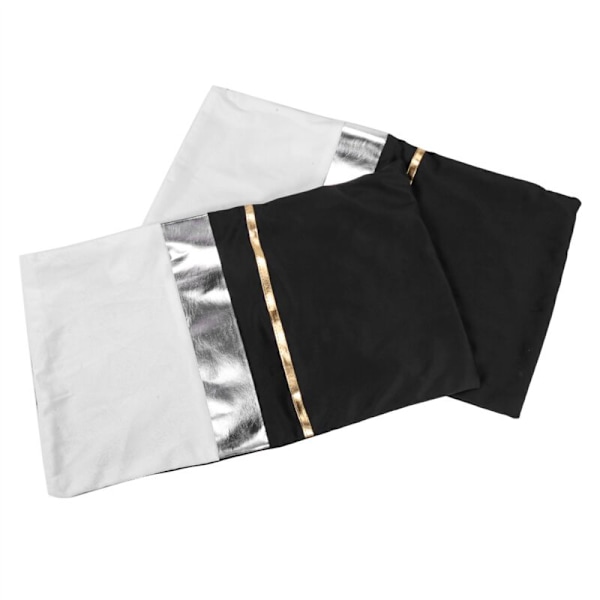 Svart Patchwork Sammet Ländryggskuddeöverdrag med Gyllene Rand Läderkudde för Sovrum Soffa Dekoration 2-pack