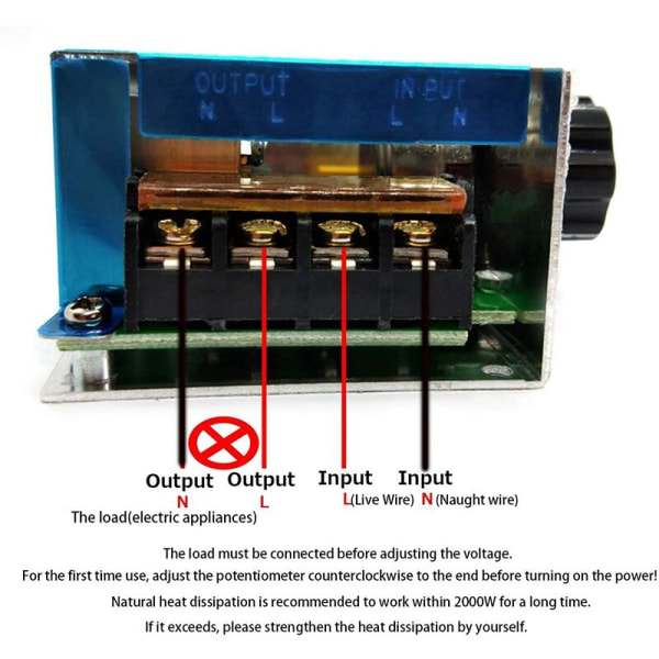 Motorvarvtalsregulator Justerbar Spänningsregulator 4000W Hög Effekt SCR Temperaturregulator