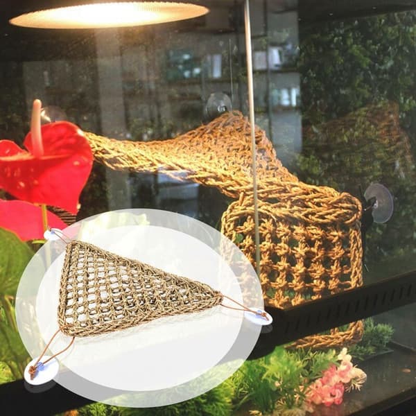 Skäggagam ödla hängmatta vilstol, 100 % sjögräsfibrer för , geckos, ormar och eremitkräftor, och triangulära plastterrariumväxtblad
