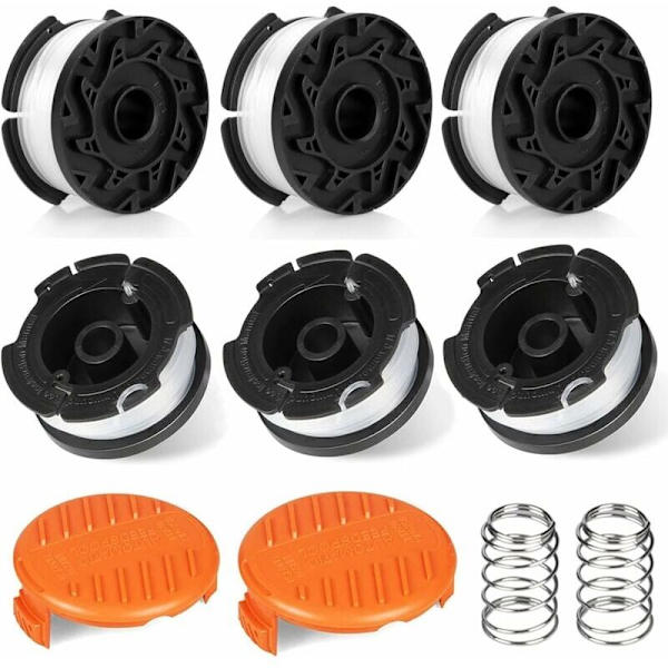8 Pakkaus Narutrimmerin Lanka Kelan Yhteensopiva Black & Decker Narutrimmerin kanssa, Harjanleikkurin Lanka Kela (6 Narutrimmerin Lankaa, 2 Kantta, 2 Jousta)