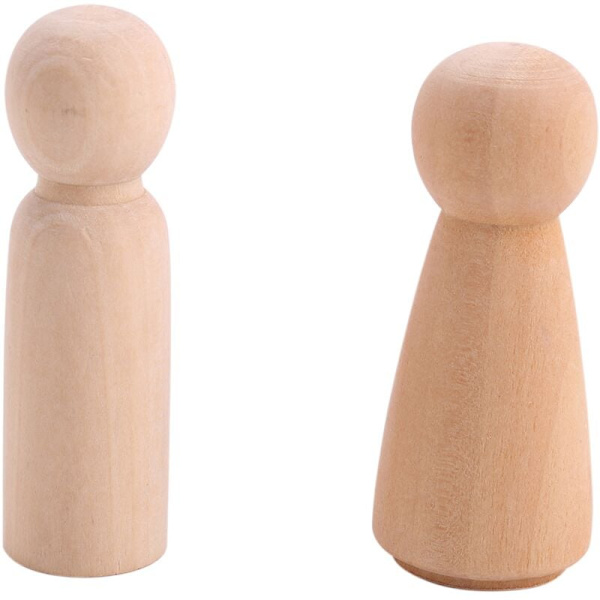 10 stk 65mm ubehandlede tredukkepinner Små tredukkekropp Folk dekorasjoner, Trefarge