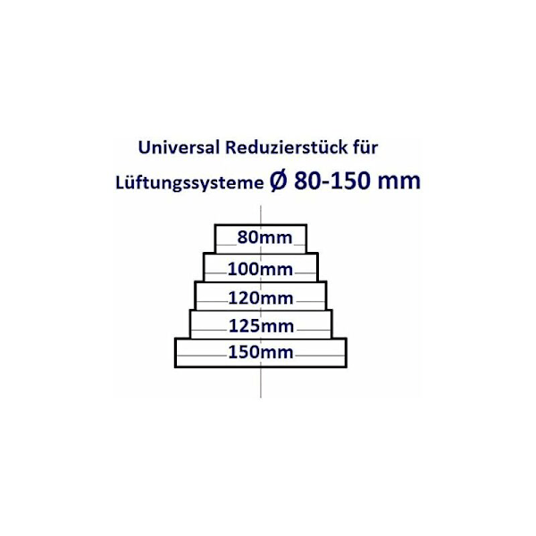 Universal rund reduser for ventilasjonssystem med diameter 80-150 mm - RDRC kanal