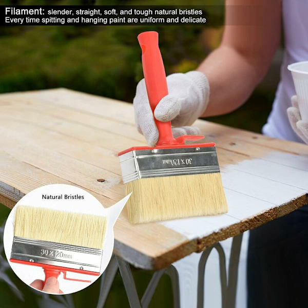2-pack Däckfärg Penslar, Skjul, Staket, Däck & Träblock Penslar, för Trä, Träblock, Glansvägg, Möbelmålning (30x120mm)