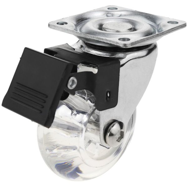 Industriel design drejestel i polyuretan og transparent PVC med bremse 50 mm (sæt af 4)