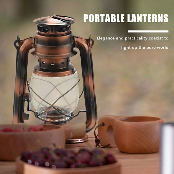 25 cm antika järn brons lyktor (lock) nostalgisk bärbar utomhus camping lampa vattentät tätning packning bevis utomhus camping